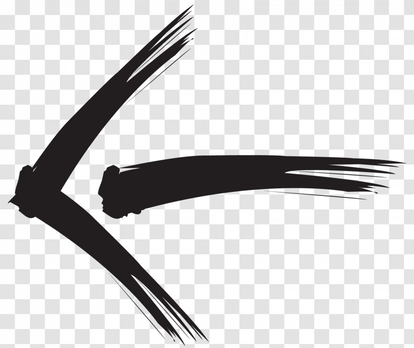 Brush Arrow. - Black And White Transparent PNG