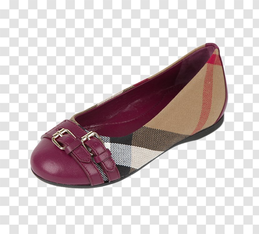 Ballet Flat Maroon Pattern - Burberry Children's Casual Shoes Transparent PNG