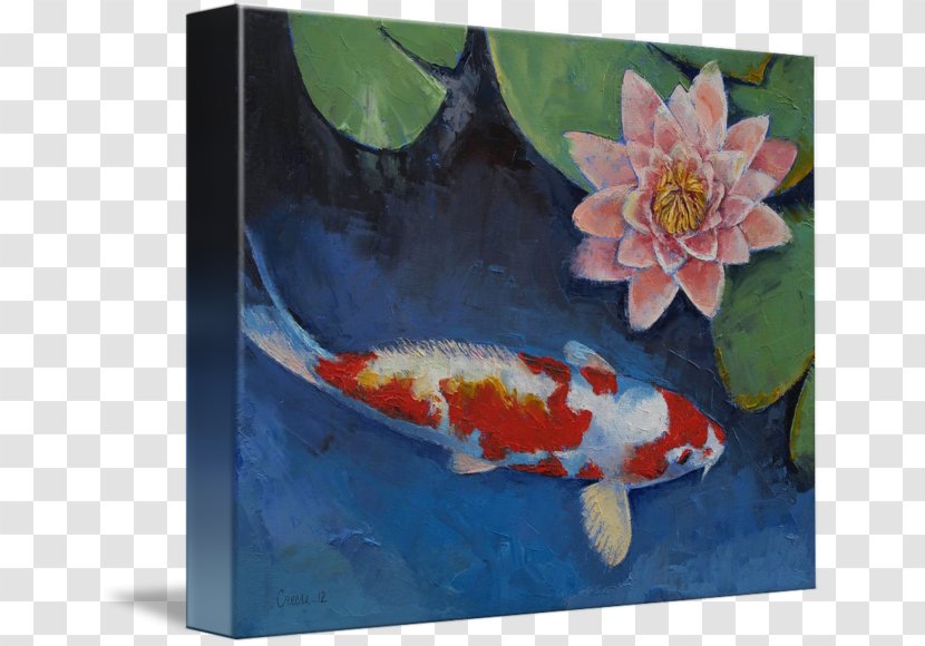 The Water Lily Pond Koi Lilies Painting Art - Oil Paint Transparent PNG