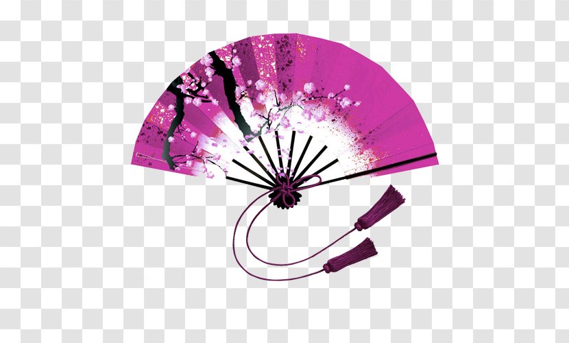 China Hand Fan Clip Art - Purple Chinese Decoration Pattern Transparent PNG