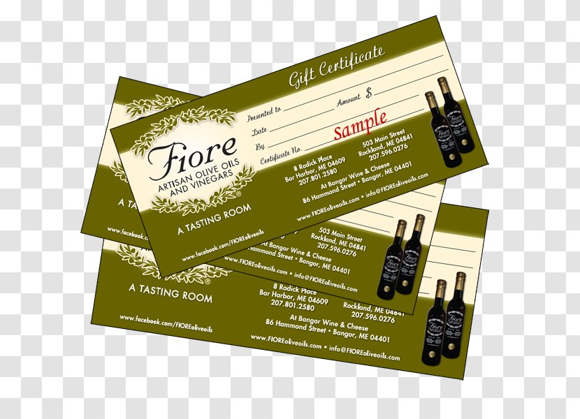 Gift Card FIORE Artisan Olive Oils & Vinegars Shopping Box - Oil Transparent PNG