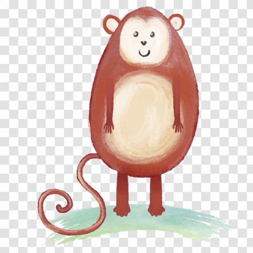 Euclidean Vector Watercolor Painting Animal - Painted Monkey Transparent PNG
