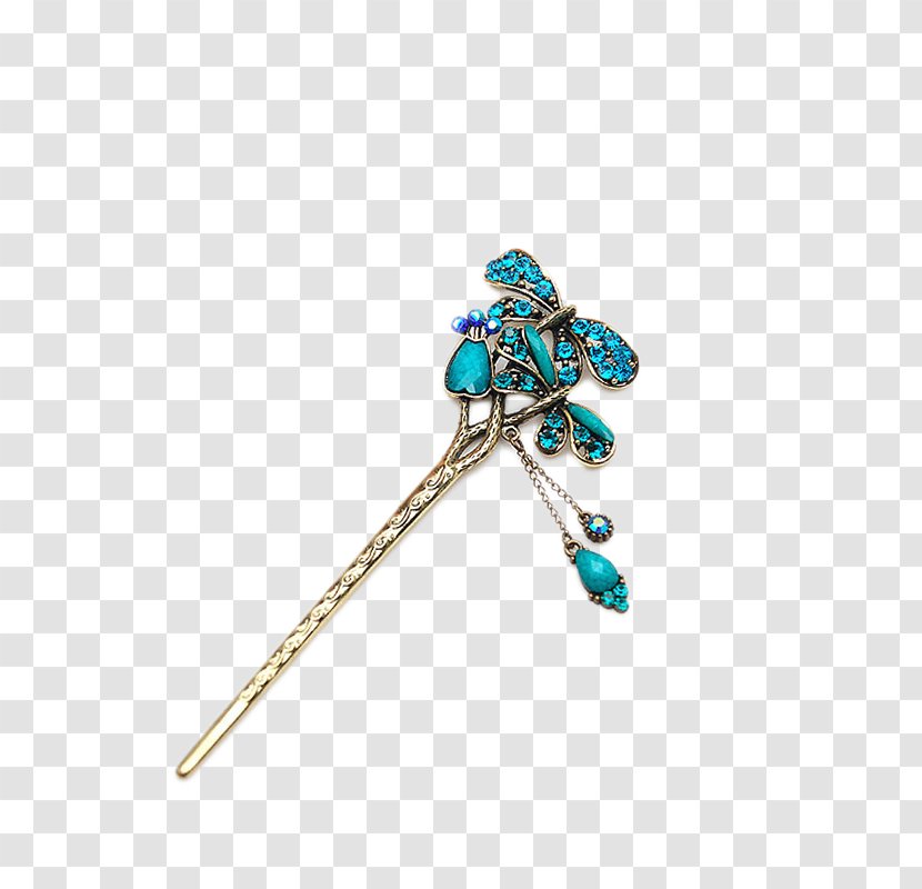 Hairpin Barrette Peafowl - Turquoise - National Wind Peacock Blue Diamond Formula Transparent PNG