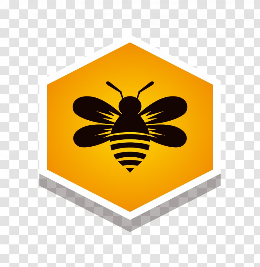 Honey Bee - Seal - Vector Galaga Yellow Label Sticker Hexagon Transparent PNG
