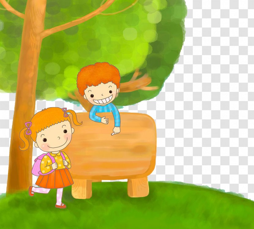 Cartoon Child Illustration - Children And Trees Transparent PNG