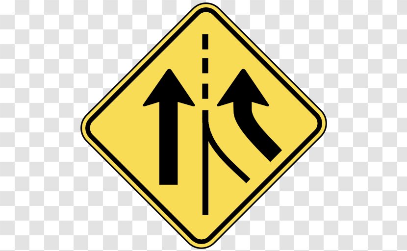 Traffic Sign Warning Lane Road - Triangle - Signs Transparent PNG