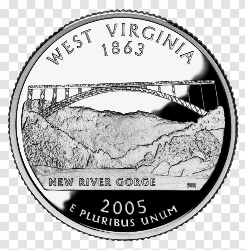 New River Gorge Bridge 50 State Quarters United States Mint Coin - Dollar - Quarter Transparent PNG