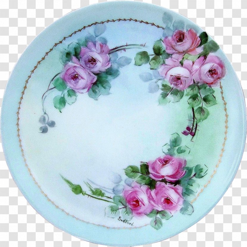 Tableware Platter Plate Rosaceae Rose - Violet - Hand-painted Floral Material Transparent PNG
