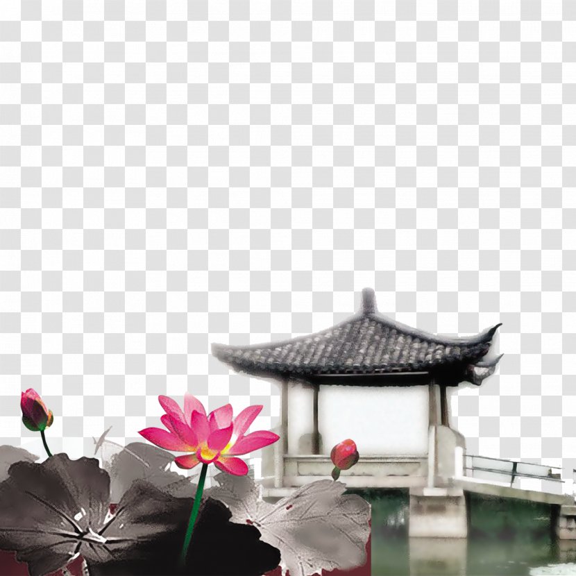 Ink Wash Painting Download - Pixel - Lotus Pavilion Transparent PNG