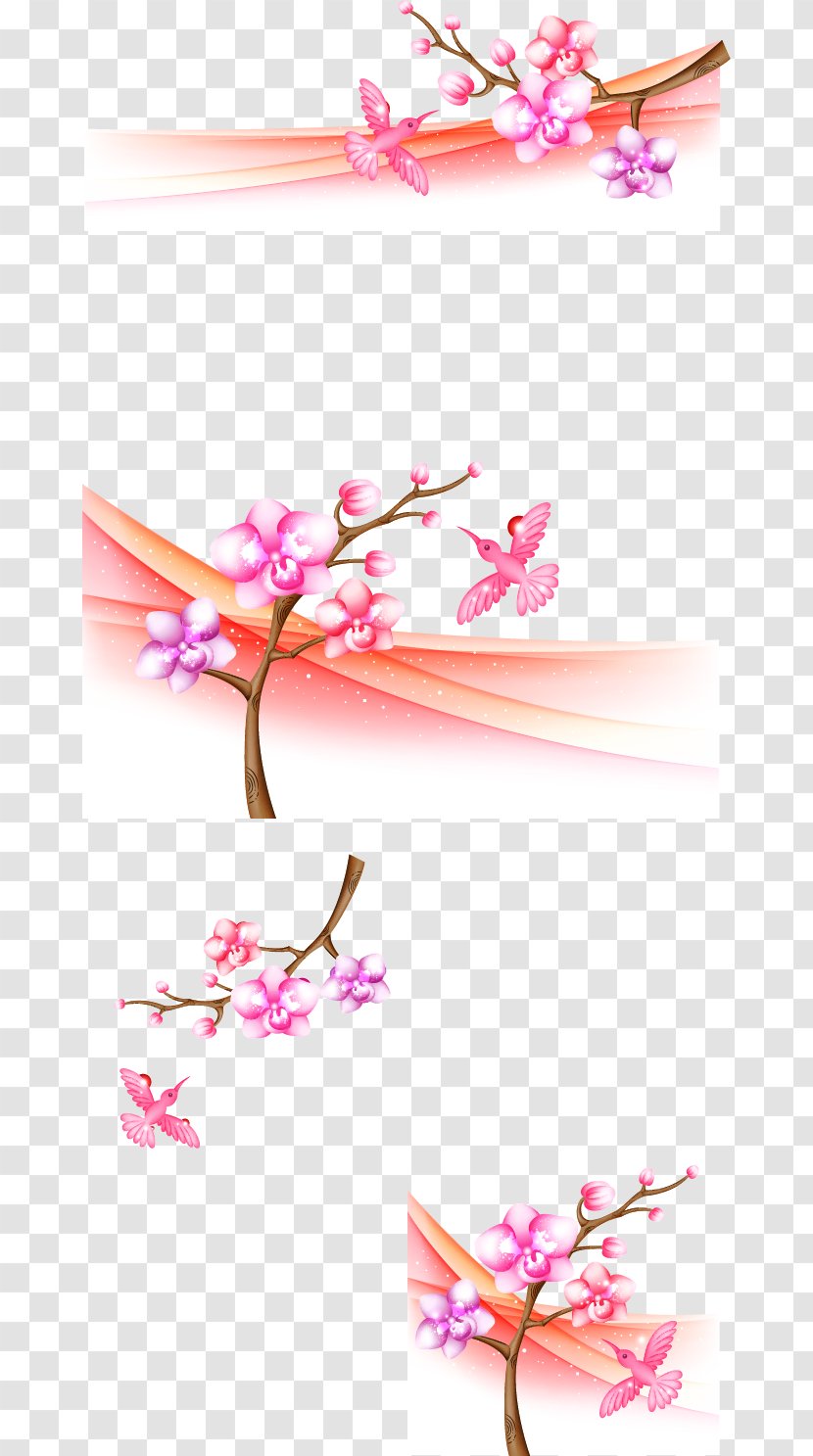 Clip Art - Cherry Blossom - Red Peach Pattern Decoration Vector Material Transparent PNG