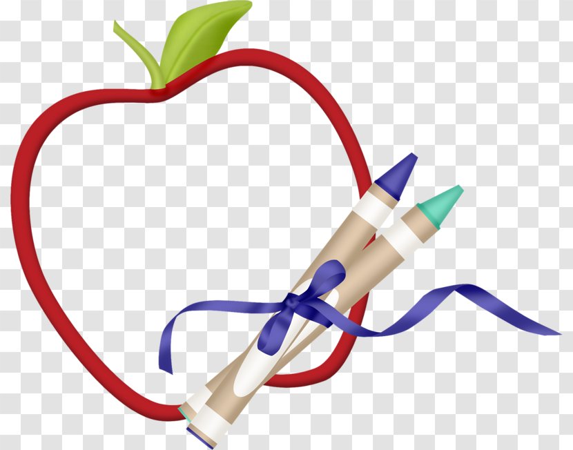 Crayon - Cartoon - Apple And Crayons Transparent PNG