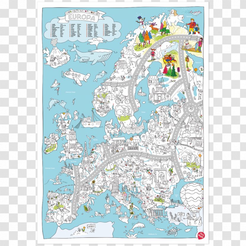 Europe Child Kleurplaat Drawing Map - Pinnwand Transparent PNG