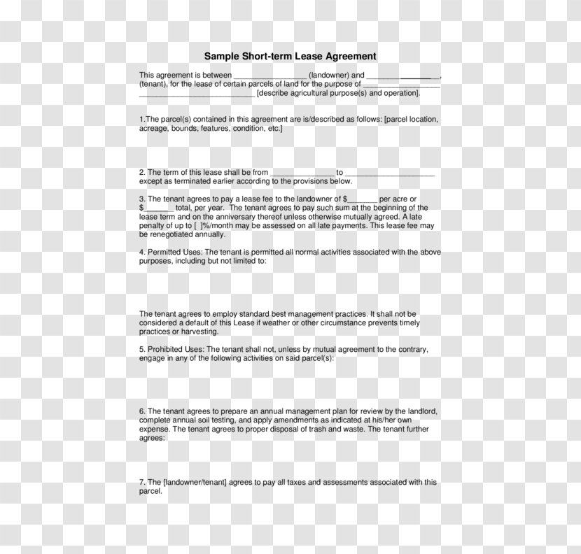 Rental Agreement Lease Contract Renting Template - House - Paper Transparent PNG