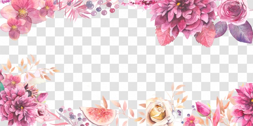 Flower Clip Art - Picture Frames - Border Purple Flowers Layered Material Transparent PNG