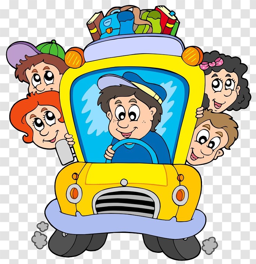 School Bus Cartoon Clip Art - Happiness - Driving People Transparent PNG