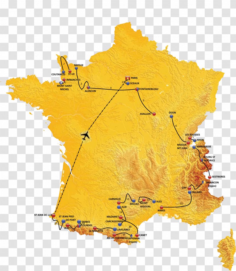 2018 Tour De France 2016 Map 2019 - Cycling Transparent PNG
