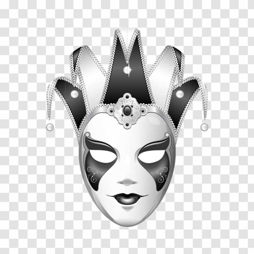 Joker Mask Black And White Jester - Headgear Transparent PNG