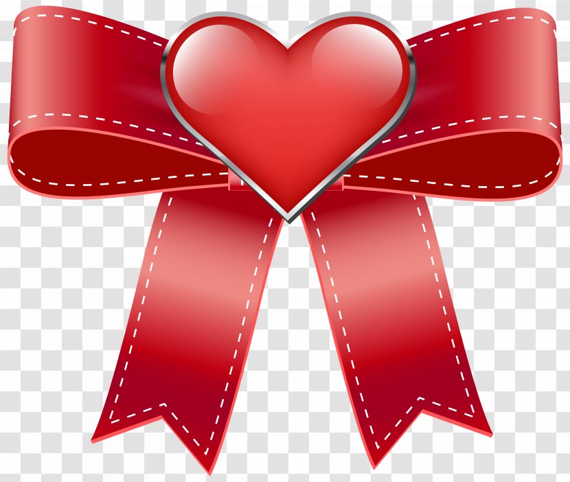 Valentine's Day Clip Art - Red - Bow With Heart Transparent PNG Image Transparent PNG