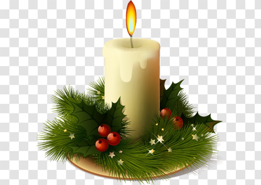 Clip Art Christmas Day Candle Image - Evergreen Transparent PNG