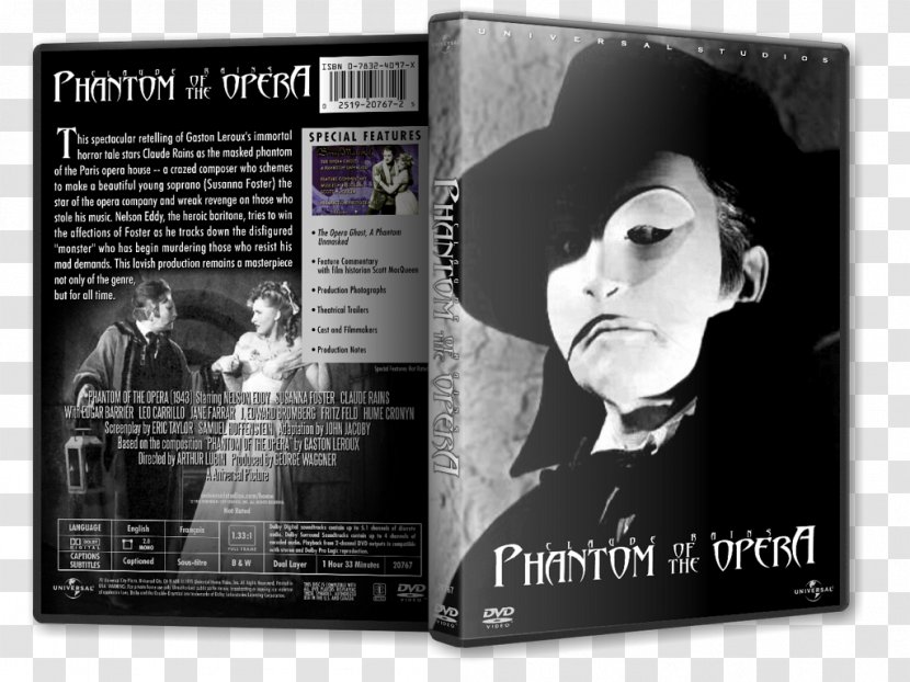 Photography White Poster Opera Claude Rains - Universal Horror Film Series - Phantom Of The Transparent PNG