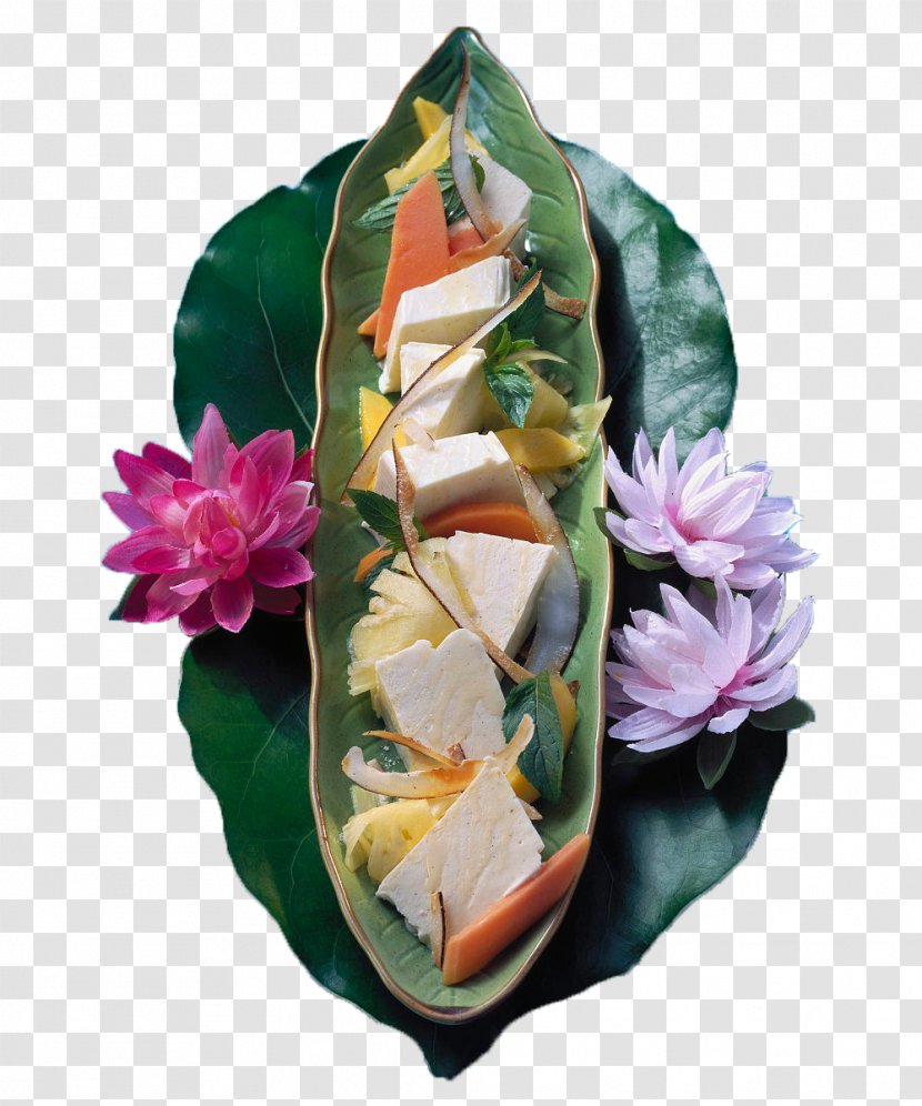 Thai Cuisine Coconut Milk Vietnamese Garnish - Floral Design - Ice Cream Set Transparent PNG