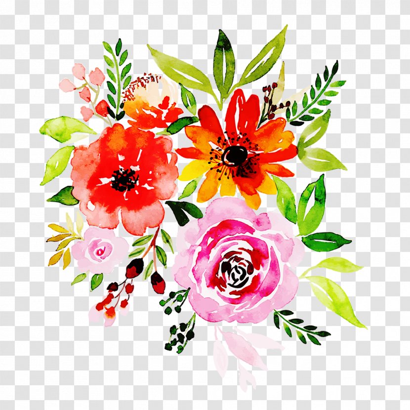 Floral Design - Pink - Watercolor Paint Transparent PNG