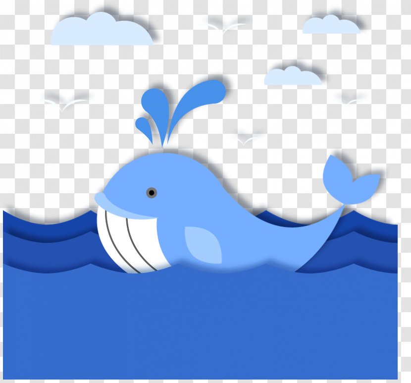 Right Whales Sea - Cloud - Paper-cut Cute Whale Transparent PNG
