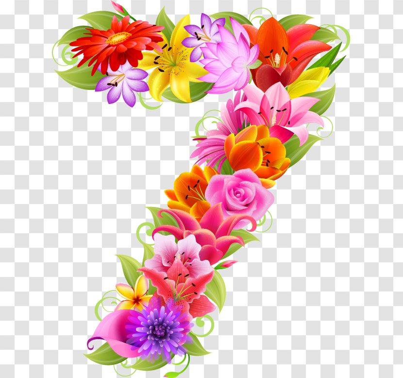 Numerical Digit Number Letter Flower Clip Art - Floral Design Transparent PNG