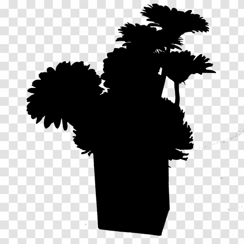 Black & White - Plants - M Tree Flower Silhouette Font Transparent PNG