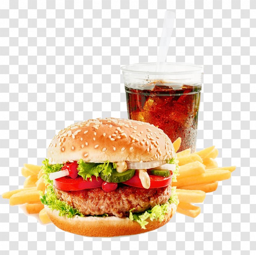 Hamburger Pizza Fast Food French Fries Cafe - Junk - Burger And Chips Transparent PNG