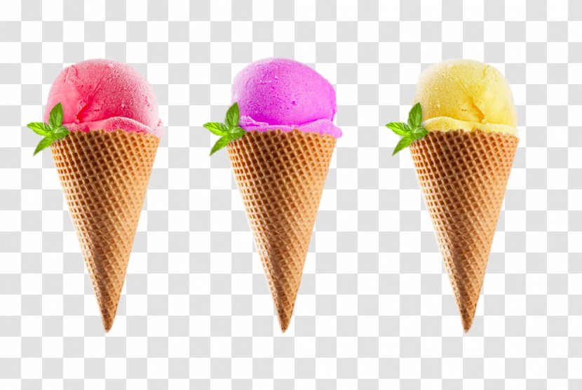 Ice Cream Cone Sundae - Chocolate - HD Tri-color Cones Transparent PNG