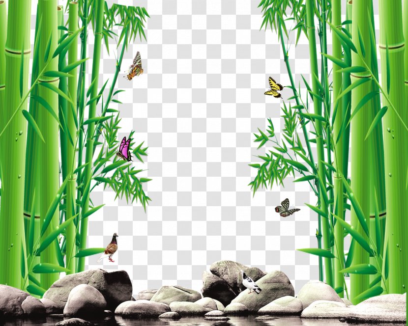 Bamboo Butterfly Giant Panda Wallpaper - Stairs - Stone Transparent PNG