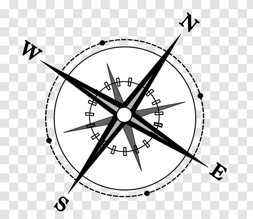 Compass German North Clip Art - White - Compas Transparent PNG