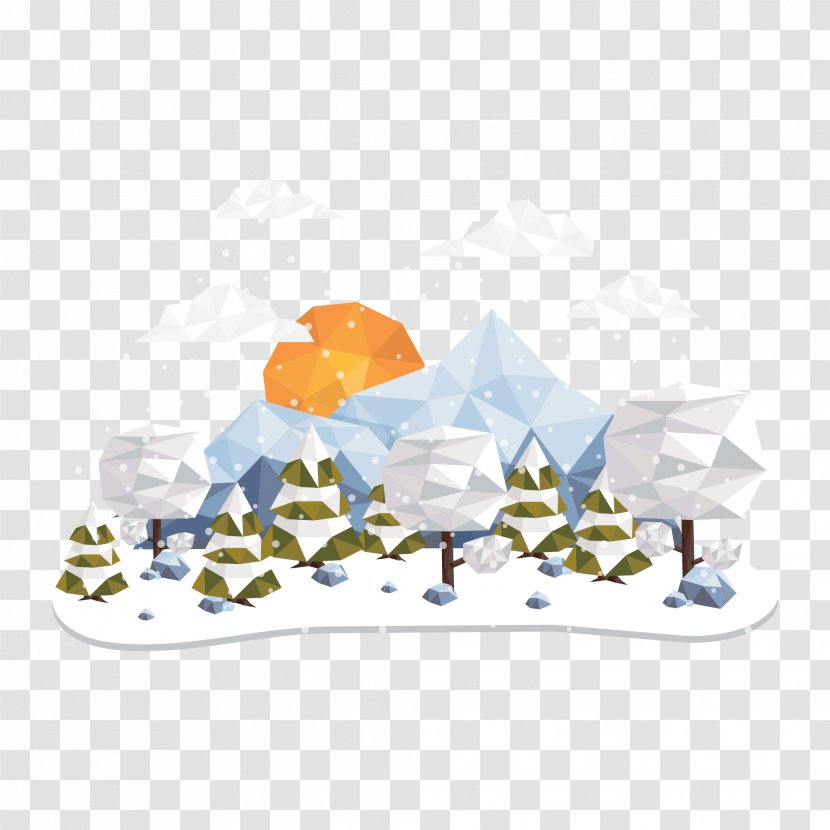 Polygon Landscape - Triangle Collage Illustration Snow Transparent PNG