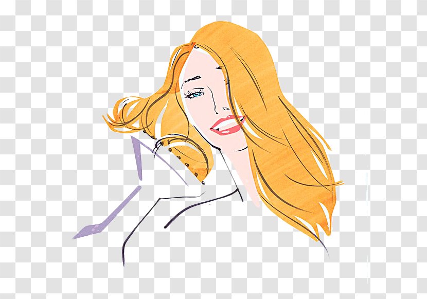 Woman Hairstyle Drawing Illustration - Heart - Use A Hair Dryer To Blow Transparent PNG