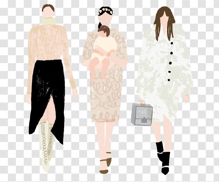 Fashion Model Illustration - Catwalk - Cartoon Beautiful Models Transparent PNG