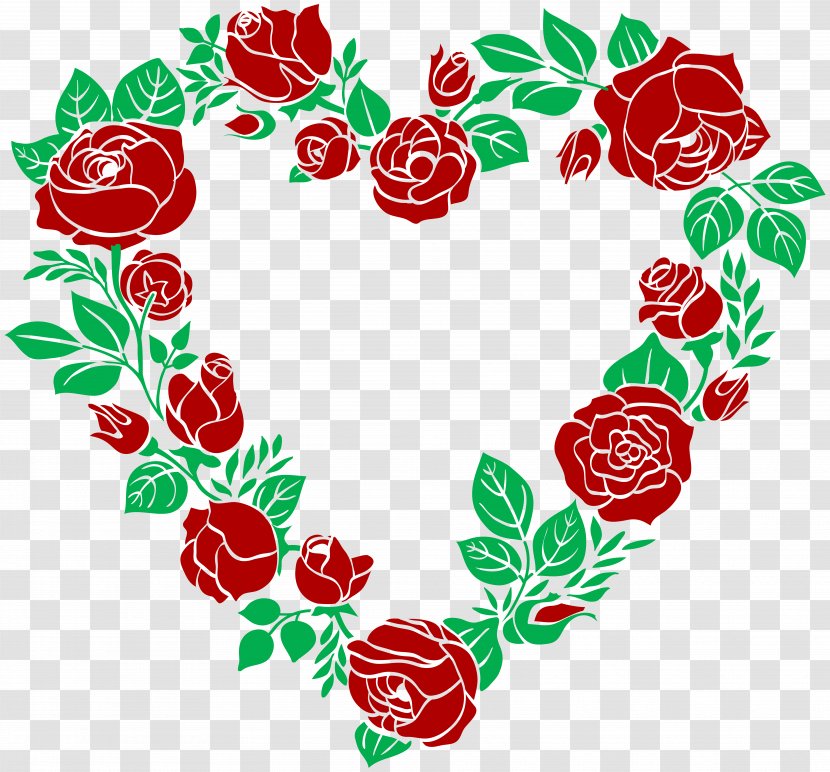 Heart Rose Desktop Wallpaper Clip Art - Leaf - Red Border Transparent PNG