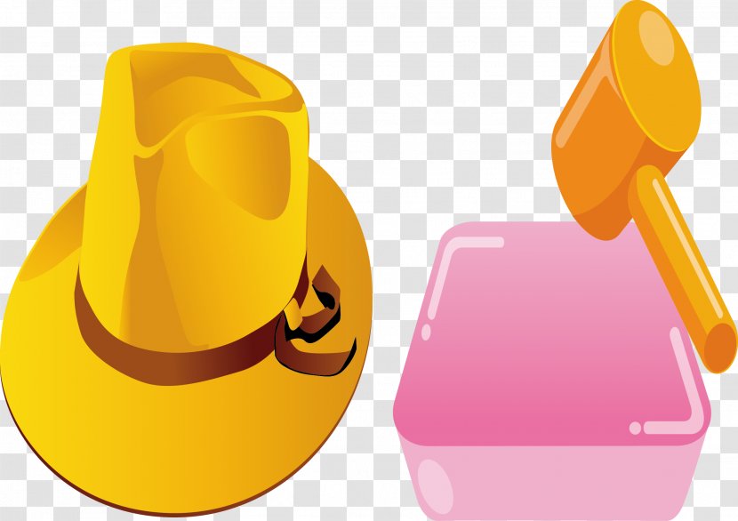 Hammer Euclidean Vector Gratis - Yellow - Hat And Material Transparent PNG