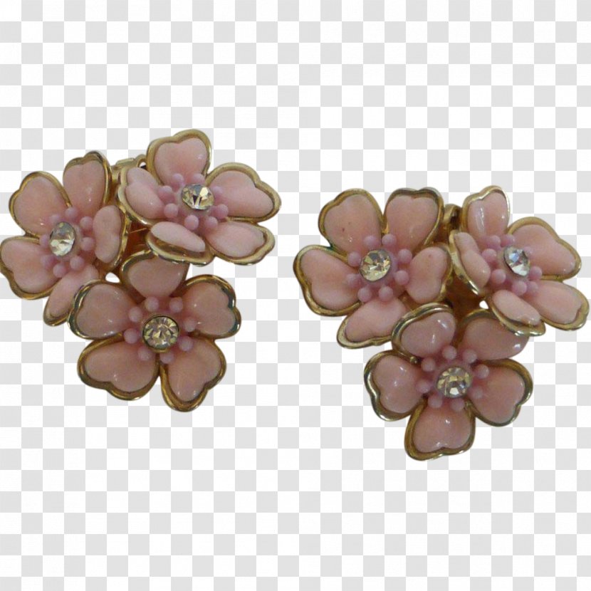 Miss Selfridge Womens Flower Rhinestone Earrings Gemstone Plastic Jewellery - Pink M Transparent PNG