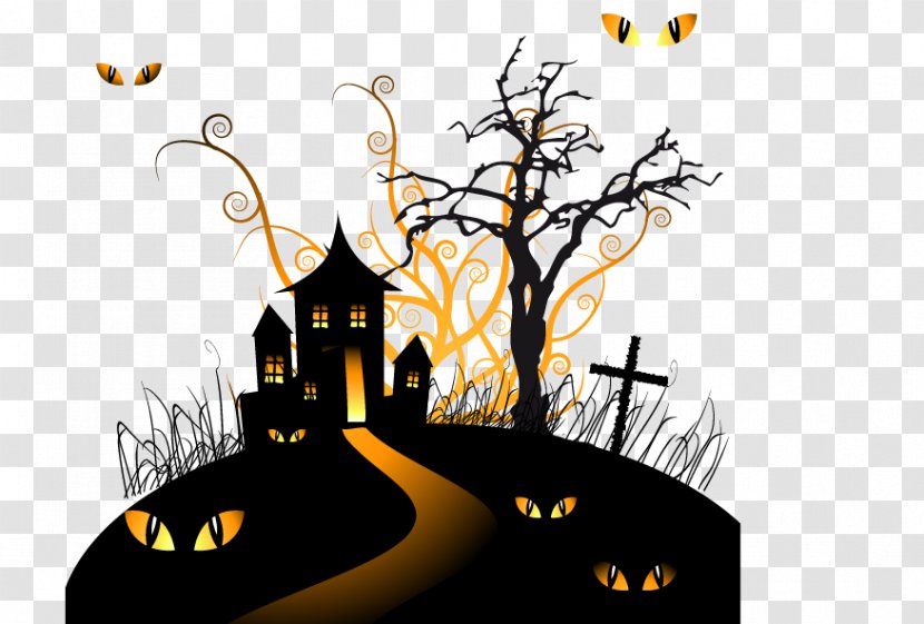 Halloween Elements - Haunted House - Canvas Print Transparent PNG