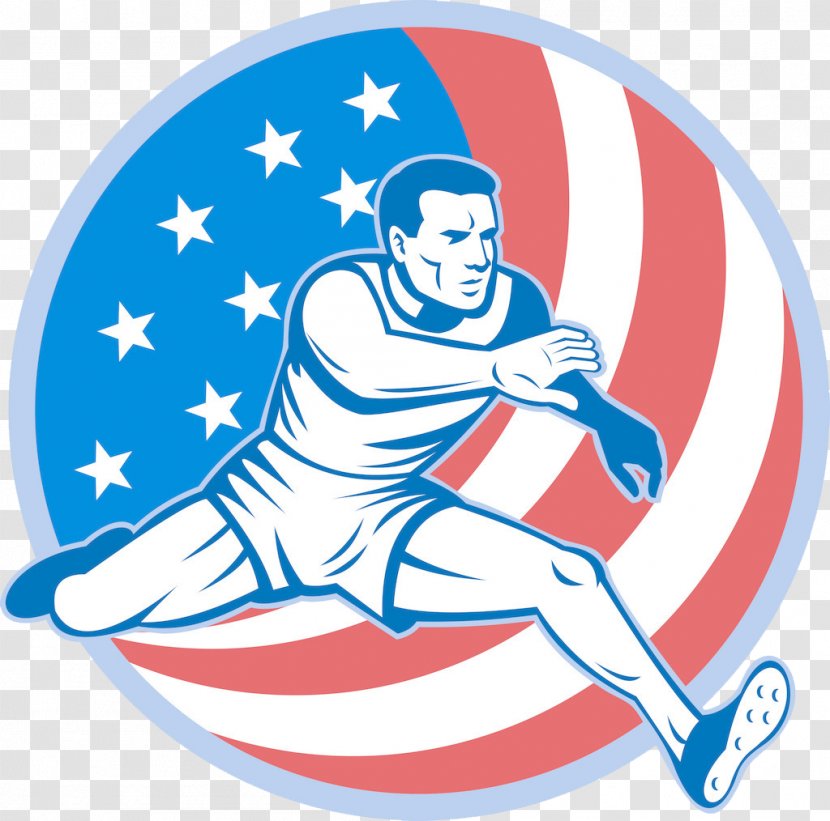 Track And Field Athletics Cartoon All-weather Running Illustration - Jumping - American Flag Background Man Transparent PNG