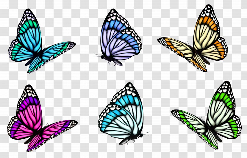 Full-Color Decorative Butterfly Illustrations Clip Art - Purple - Transparent Set Clipart Transparent PNG