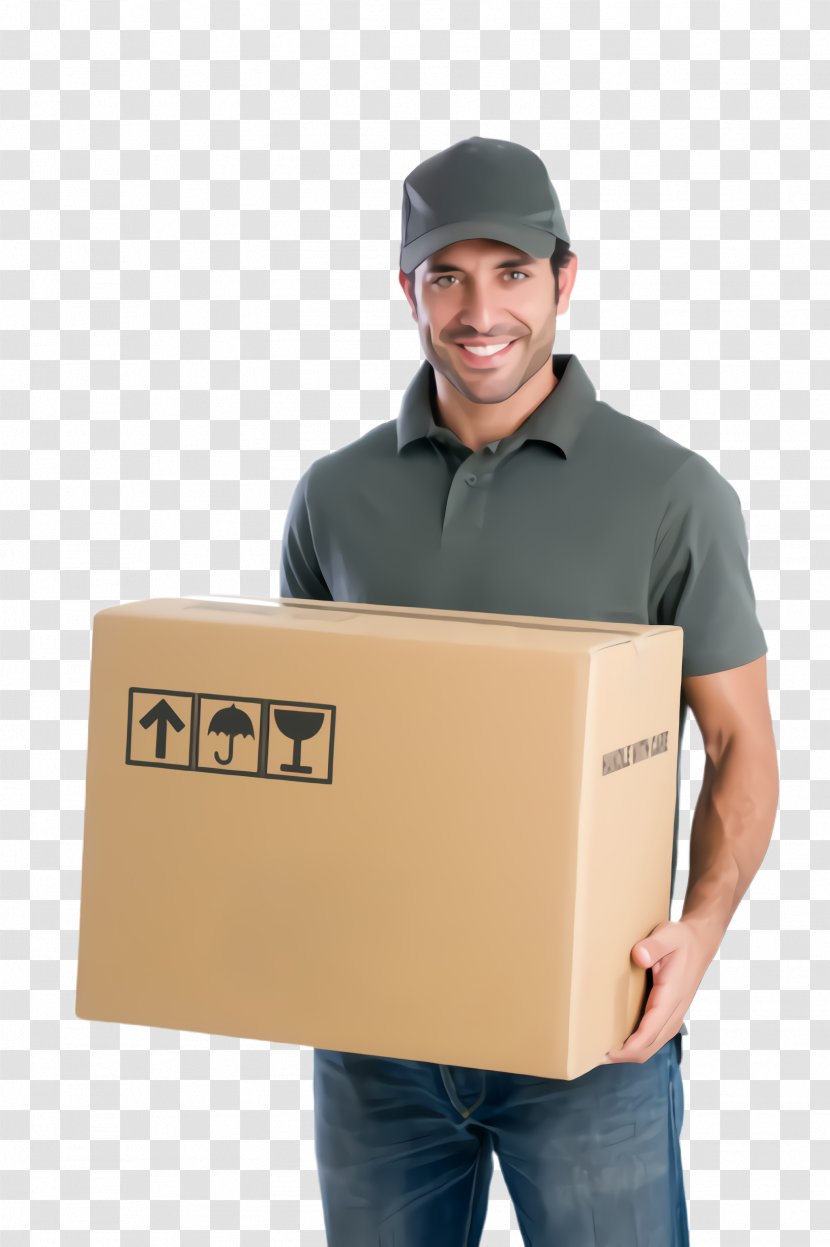 Package Delivery Box Standing Headgear Beige - Job Warehouseman Transparent PNG
