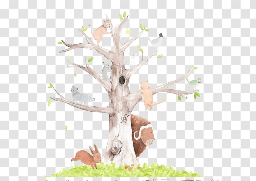 Watercolor Painting Cartoon Illustration - Art - Beautiful Hand-drawn Forest Department Transparent PNG