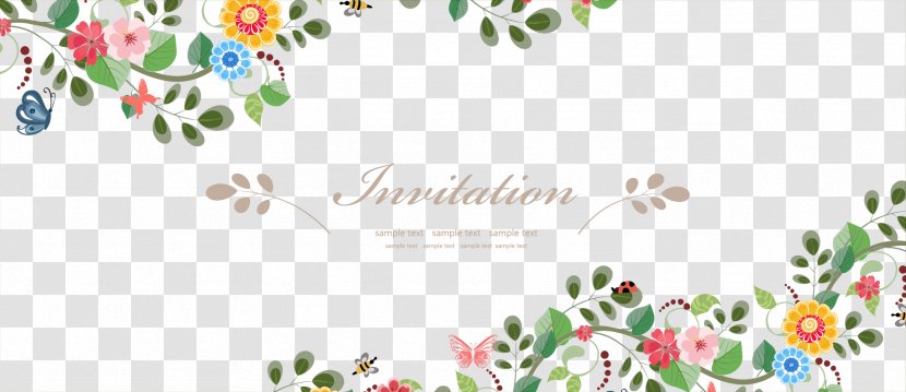 Wedding Invitation Flower Euclidean Vector - Fresh Flowers Border Material Transparent PNG