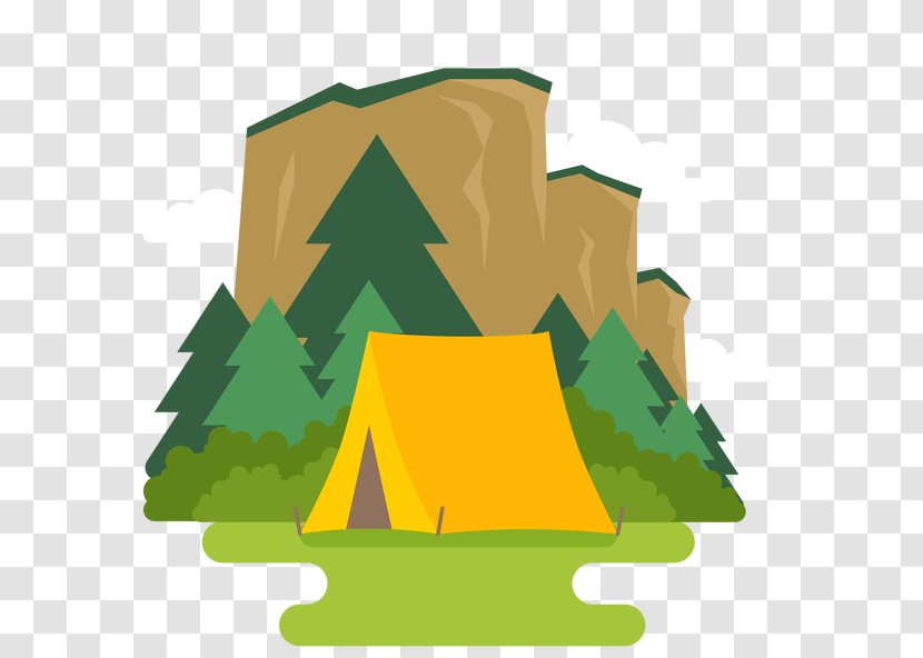 Camping Outdoor Recreation Flat Design Illustration - Tent - Vector Mountain Landscape Transparent PNG