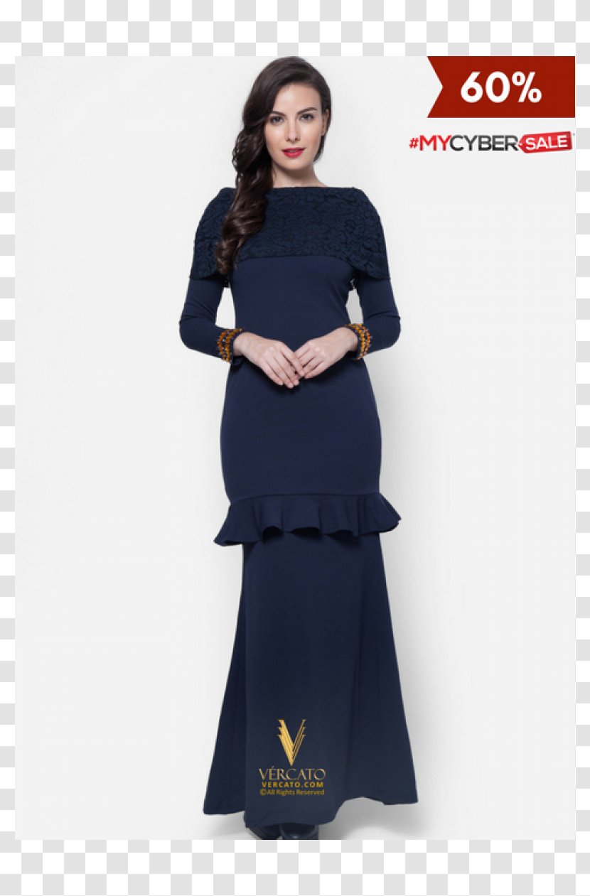 Baju Kurung Navy Blue Kebaya Fashion Lace - Vercato Designer Muslimah Wear - Hijab Black Transparent PNG