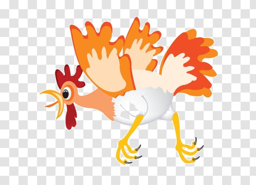 Chicken Cartoon Drawing - Orange - Flying Chickens Transparent PNG