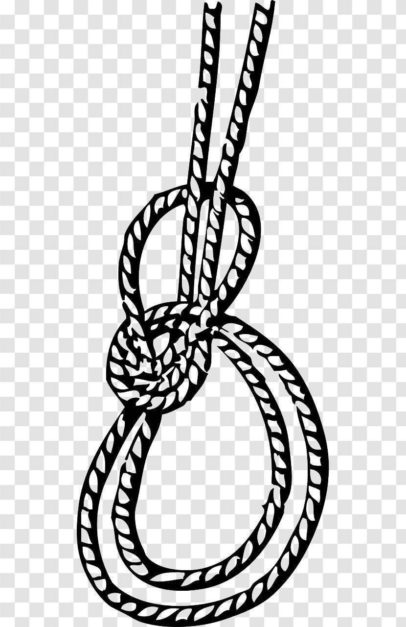 Bowline On A Bight Knot Running - Monochrome - Rope Transparent PNG