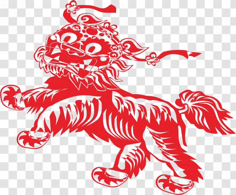 Lion Dance Art Clip - Chinese Guardian Lions - Red Transparent PNG